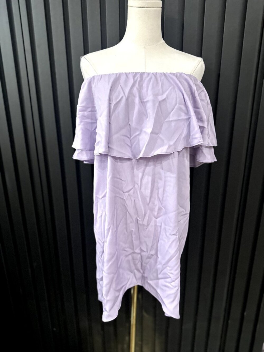Topshop Lavender Off Shoulder Ruffle Tiered Mini Dress Purple S